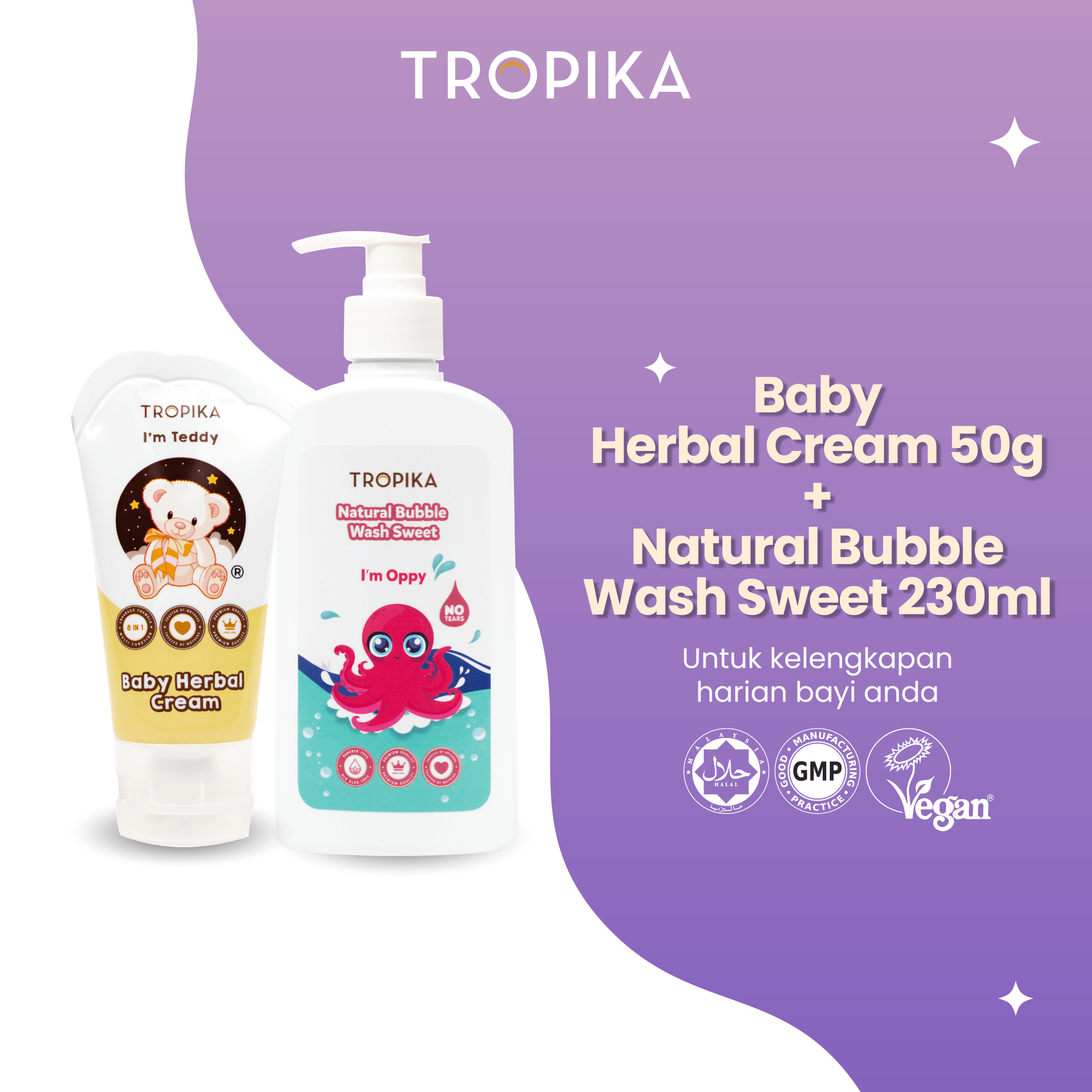 Baby Herbal Cream 50g + Natural Bubble Wash Sweet 230ml